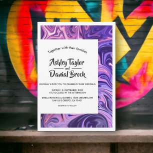 Invitación Moderno Mínimo Resumen Arte Galaxia Elegante Boda