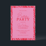 Invitación Moderno Mínimo Rosa Rojo 21º cumpleaños<br><div class="desc">Invitación de cumpleaños 21ª color rojo rosado mínimo moderno</div>