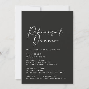 Invitación Moderno Mínimo simple Boda ensayo Cena