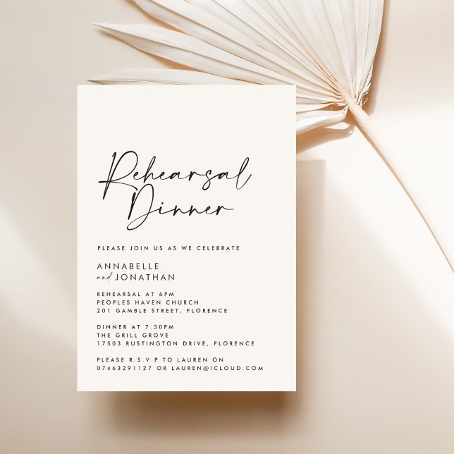 Invitación Moderno Mínimo simple Boda ensayo Cena (Subido por el creador)
