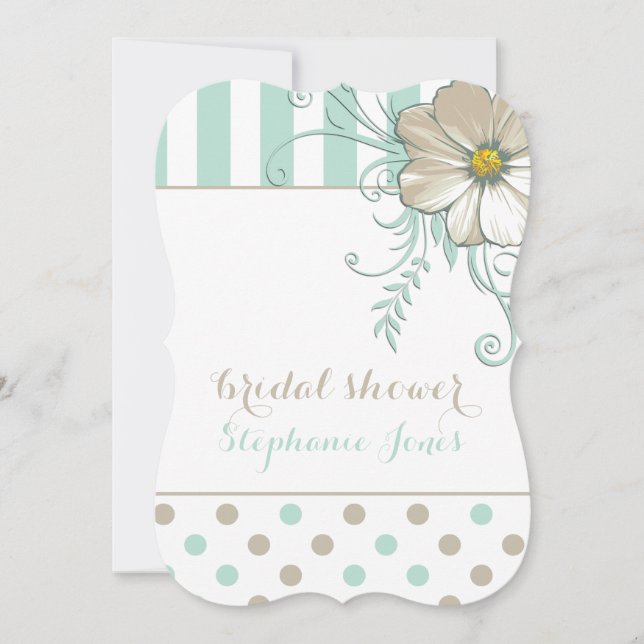 Invitación MODERNO MINT BISQUE PUNTOS Y TIRAS Ducha Nupcial (Anverso)