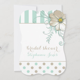 Invitación MODERNO MINT BISQUE PUNTOS Y TIRAS Ducha Nupcial