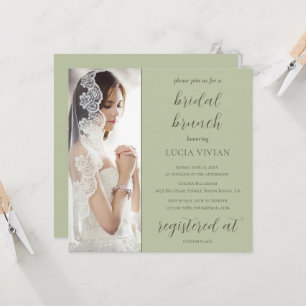 Invitación Moderno Mint Green Photo Bridal Shower Brunch