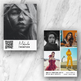 Invitación Moderno Modelo Comp Card 5 Photo QR Código Blanco