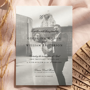 Invitación Moderno Monograma de Bodas con Letra de Guión Mini