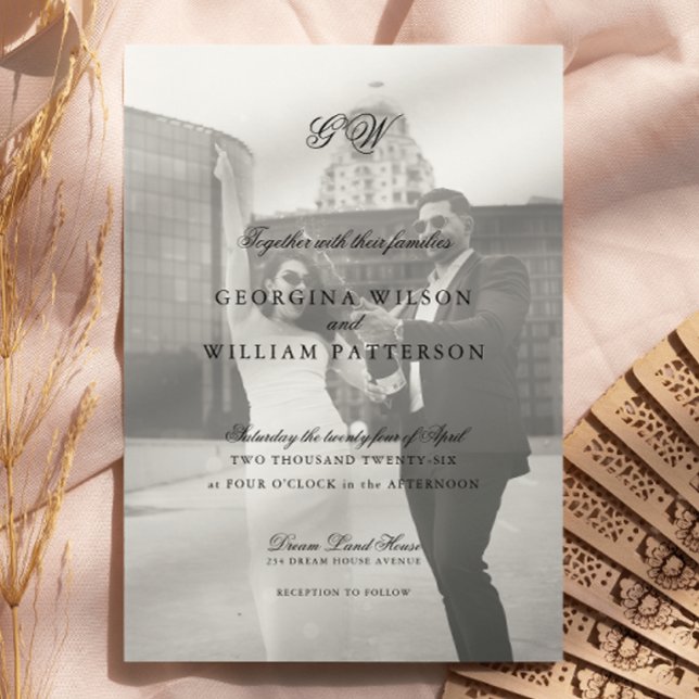 Invitación Moderno Monograma de Bodas con Letra de Guión Mini (Subido por el creador)