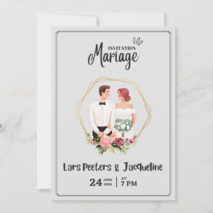 Invitación moderno monograma doblado matrimonio