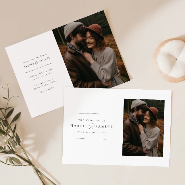 Invitación Moderno Monograma Elegante Boda fotográfico (Subido por el creador)
