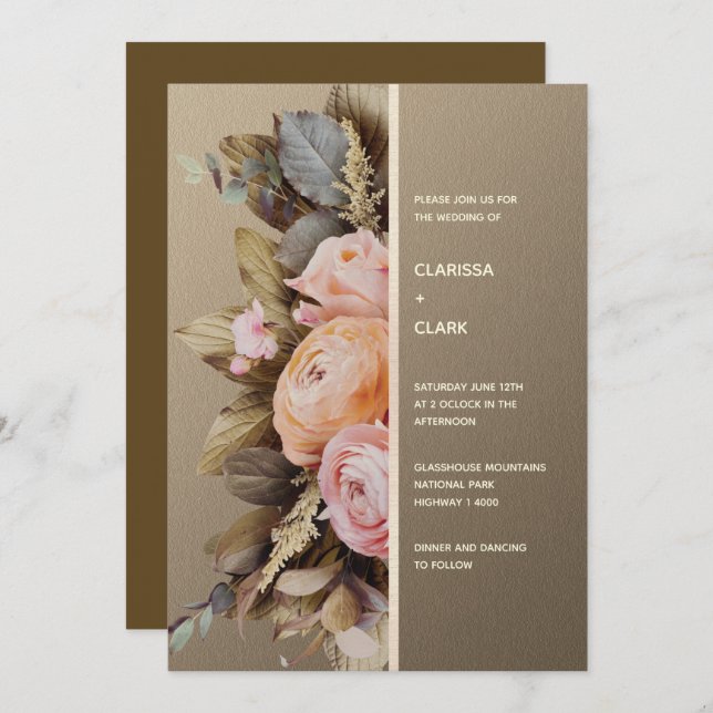 Invitación Moderno Moody Floral Bold Boda (Anverso / Reverso)