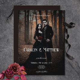 Invitación Moderno Moody Gothic Photo Dark Boda