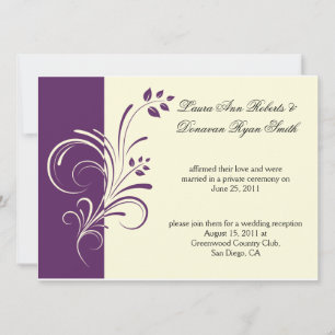 Invitación Moderno Morado Marfil Crema Floral Remolinos Post 
