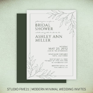 Invitación Moderno Moss Green Foliage Esquema Bridal Shower