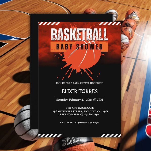 Invitación Moderno Naranja de baloncesto Ball Baby Shower (Subido por el creador)