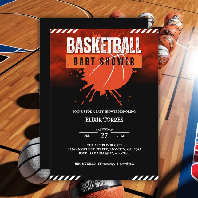 Invitación Moderno Naranja de baloncesto Ball Baby Shower (Subido por el creador)