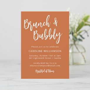 Invitación Moderno Naranja de ducha de burbujas de brunch con