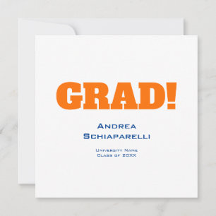 Invitación Moderno Naranja de graduación simple y cuadrado az