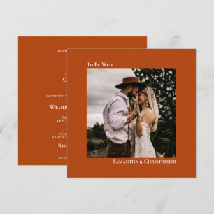 Invitación Moderno Naranja de óxido Minimalista Boda de fotog