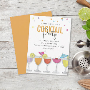 Invitación Moderno Naranja Minimalista simple Fiesta de cócte