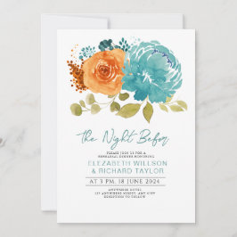 Invitación Moderno Naranja quemado Verde azulado Ensayo de fl