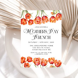 Invitación Moderno Naranja Tulips Día de la Madre floral Brun