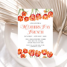 Invitación Moderno Naranja Tulips Día de la Madre floral Brun