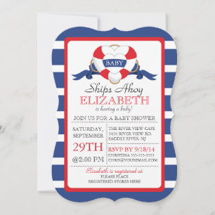 Invitación Moderno Nautical Heart Buoy NEUTRAL Baby Shower