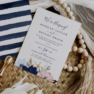 Invitación Moderno Náutico   Recepción de Elopement Floral