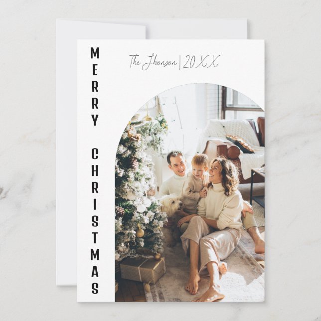 Invitación Moderno Navidades de la familia Boho. Foto alegre (Anverso)