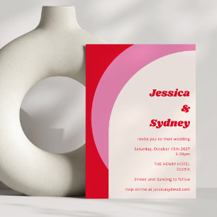 Invitación Moderno negrita Arco Geométrico Rojo Rosa