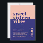 Invitación Moderno Negrita Dulce Dieciséis Vibes Nacimiento R<br><div class="desc">¡Celebra el estilo de los 16 años de tu hija o ser querido con nuestra Invitación de cumpleaños rosado 'Dulce y Dieciséis'! Esta invitación moderna y audaz es la manera perfecta de marcar el tono de un fiesta dulce y memorable de dieciséis. Diseñada con vibrantes tonos azul y melocotón y...</div>