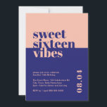 Invitación Moderno Negrita Dulce Dieciséis Vibes Nacimiento R<br><div class="desc">¡Celebra el estilo de los 16 años de tu hija o ser querido con nuestra Invitación de cumpleaños rosado 'Dulce y Dieciséis'! Esta invitación moderna y audaz es la manera perfecta de marcar el tono de un fiesta dulce y memorable de dieciséis. Diseñada con vibrantes tonos azul y melocotón y...</div>
