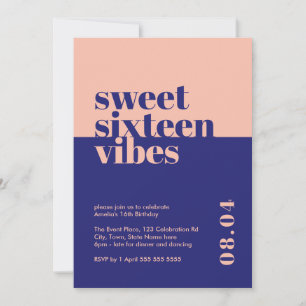 Invitación Moderno Negrita Dulce Dieciséis Vibes Nacimiento R