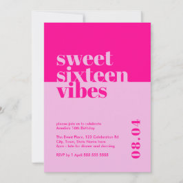 Invitación Moderno Negrita Dulce Dieciséis Vibes Nacimiento R