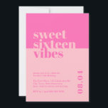 Invitación Moderno Negrita Dulce Dieciséis Vibes Nacimiento R<br><div class="desc">¡Celebra el estilo de los 16 años de tu hija o ser querido con nuestra Invitación de cumpleaños rosado 'Dulce y Dieciséis'! Esta invitación moderna y audaz es la manera perfecta de marcar el tono de un fiesta dulce y memorable de dieciséis. Diseñada con colores rosados vibrantes y fuentes atractivas...</div>