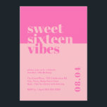 Invitación Moderno Negrita Dulce Dieciséis Vibes Nacimiento R<br><div class="desc">¡Celebra el estilo de los 16 años de tu hija o ser querido con nuestra Invitación de cumpleaños rosado 'Dulce y Dieciséis'! Esta invitación moderna y audaz es la manera perfecta de marcar el tono de un fiesta dulce y memorable de dieciséis. Diseñada con colores rosados vibrantes y fuentes atractivas...</div>