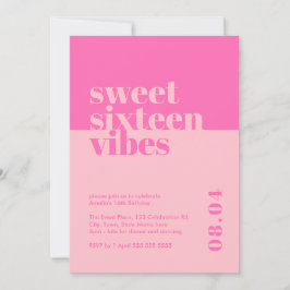 Invitación Moderno Negrita Dulce Dieciséis Vibes Nacimiento R