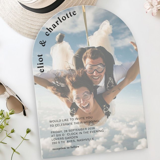 Invitación Moderno, negrita, foto, Boda, arca (Modern, Bold, Photo, Wedding, Arch Invitation)