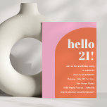 Invitación Moderno negrita Naranja geométrico rosado 21º cump<br><div class="desc">Naranja rosa geométrico moderno negrita Invitación a cumplir 21 años</div>