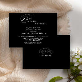 Invitación Moderno negro/blanco antes de la cena de ensayo