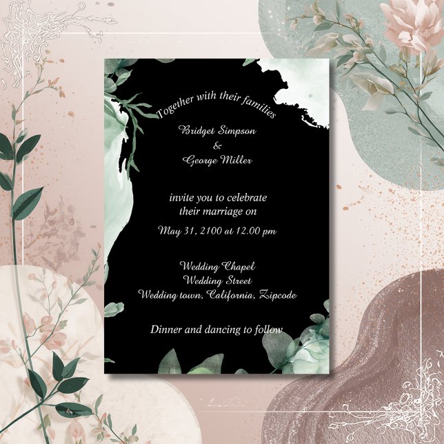 Invitación moderno negro elegante perwinkle Wedding Invitació (Subido por el creador)
