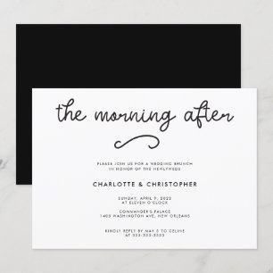 Invitación Moderno Negro La Mañana Después de la Boda