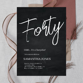 Invitación Moderno negro y blanco Cuarenta y cuarenta Fiesta 