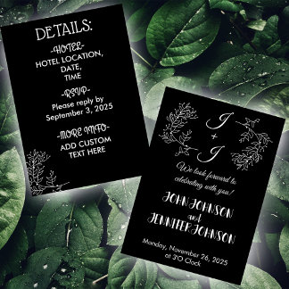 Invitación Moderno Negro Y Blanco Elegante Boda Sencillo
