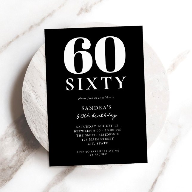 Invitación Moderno negro y blanco elegante cumpleaños número  (Subido por el creador)
