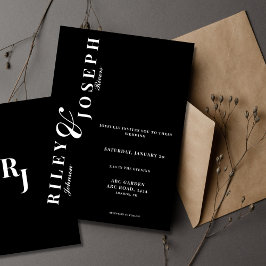 Invitación moderno negro y blanco negrita minimalista