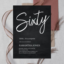 Moderno negro y blanco Sesenta y sesenta cumpleaño