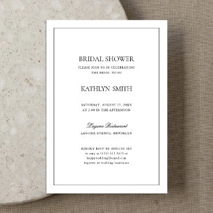 Invitación Moderno, negro y blanco, simple ducha de novia en