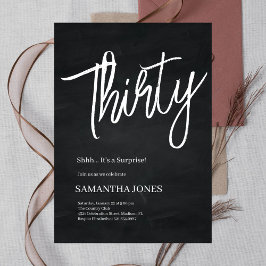 Invitación Moderno negro y blanco Treinta y Treinta y Treinta