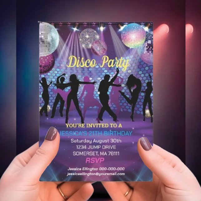 Invitación Moderno Neon Glow Disco Dance Birthday Party (Subido por el creador)