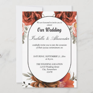 Invitación Moderno Neutral Floral Rústico Elegante Seco